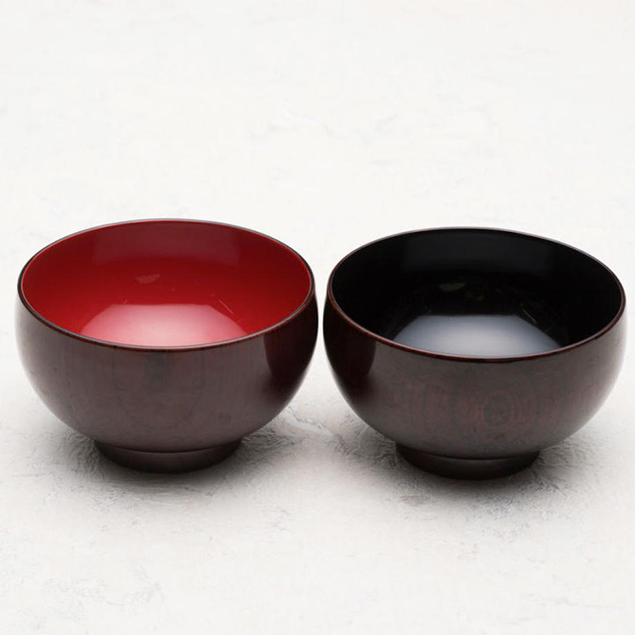 木製 本欅汁椀 布袋型 木地呂漆塗