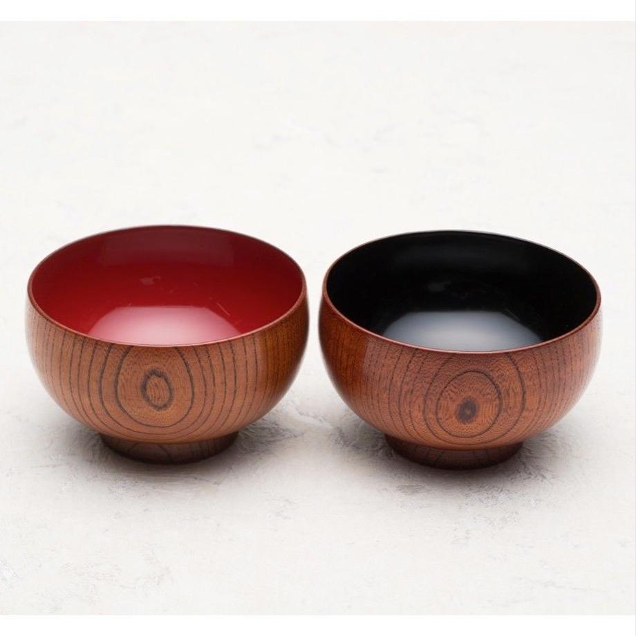 木製 本欅汁椀 布袋型 摺漆塗
